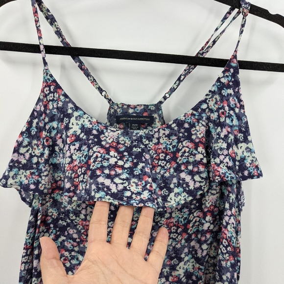 *Sold*AMERICAN EAGLE Floral Ruffle Racerback Tank Top - Picture 5 of 8